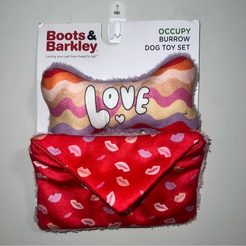 Boots & Barkley Valentine Envelope & Bone Lips Kisses Dog Toy Set